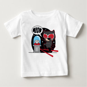 Camiseta Para Bebê Chibi CatWomen Roubando Um Diamante