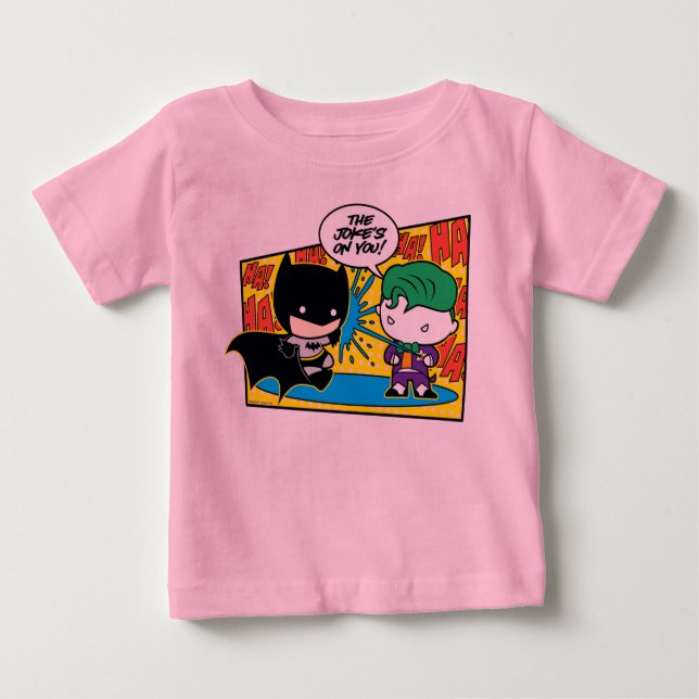 Camiseta Para Bebê Chibi Joker Pranking Chibi Batman (Frente)