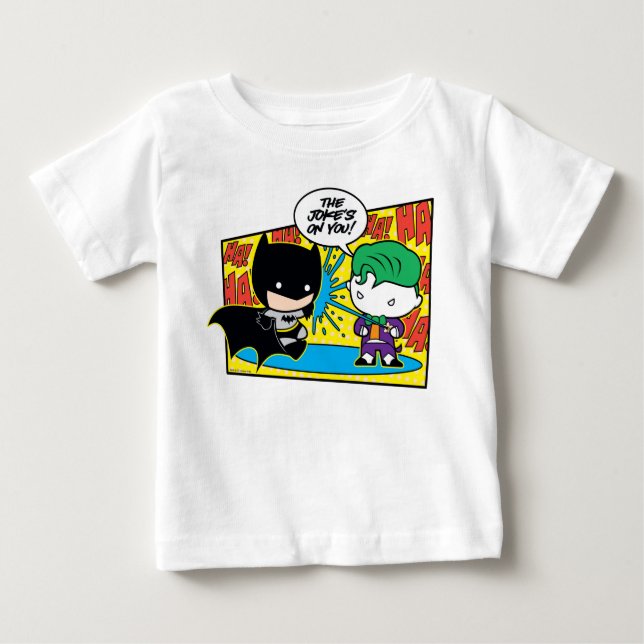 Camiseta Para Bebê Chibi Joker Pranking Chibi Batman (Frente)