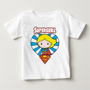 Camiseta Para Bebê Chibi Supergirl Starburst Heart and Logo