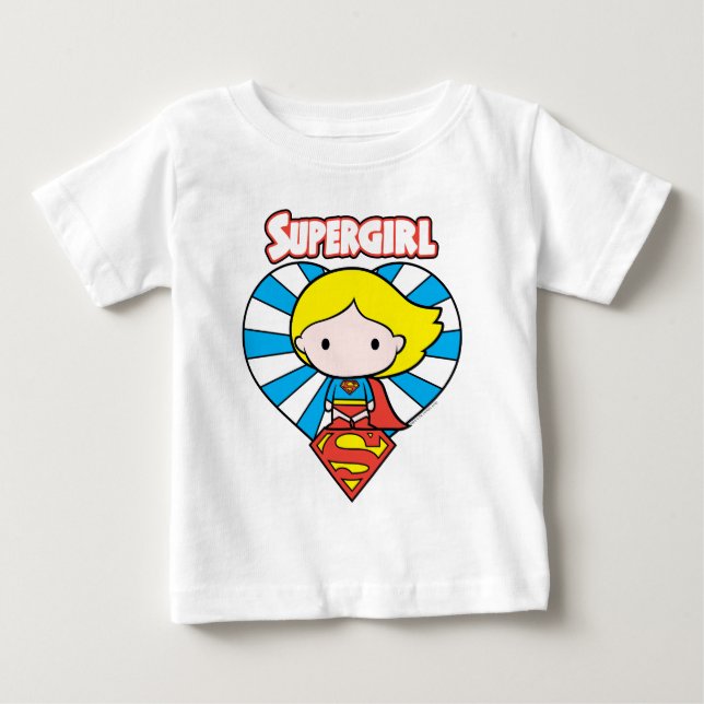 Camiseta Para Bebê Chibi Supergirl Starburst Heart and Logo (Frente)