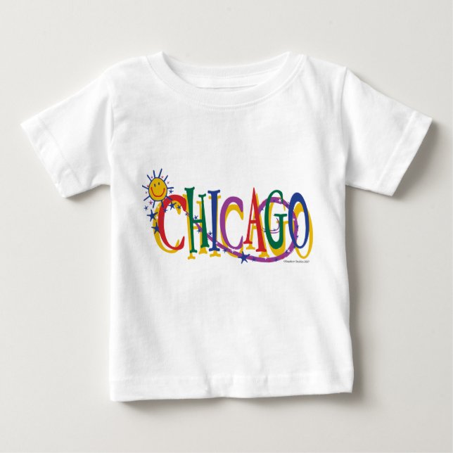 Camiseta Para Bebê Chicago-Com-SUn — KIDS (Frente)