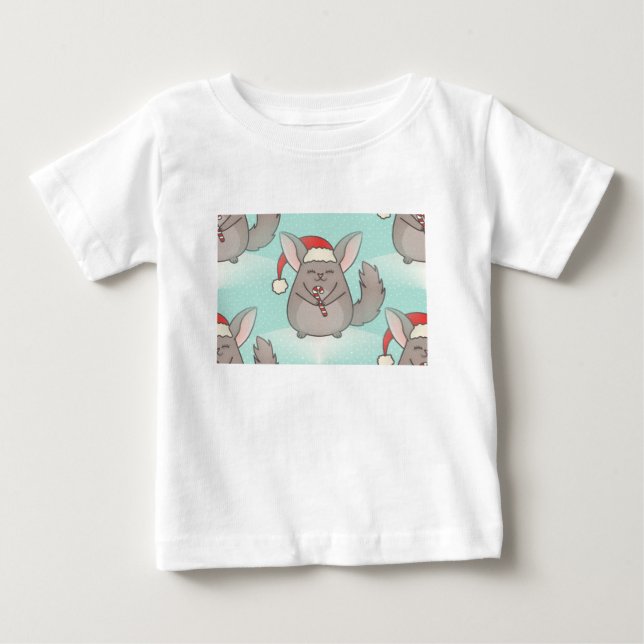Camiseta Para Bebê chinchillas de natal (Frente)