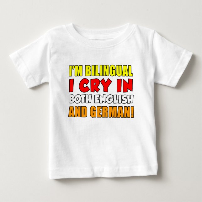 Camiseta Para Bebê Choro Bilíngue Em Alemão (Frente)