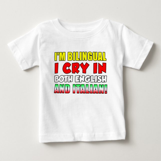 Camiseta Para Bebê Choro Bilingue Em Italiano (Frente)