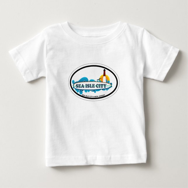 Camiseta Para Bebê Cidade da ilha do mar (Frente)