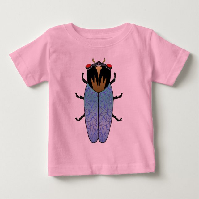 Camiseta Para Bebê Cigarra preta bonito (Frente)