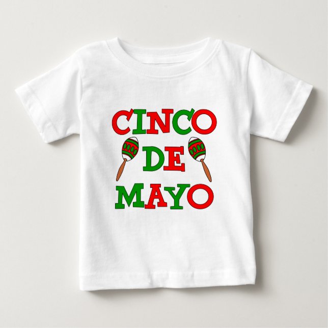 Camiseta Para Bebê Cinco De Mayo Colorful Maracas (Frente)