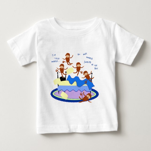 Camiseta Para Bebê cinco macacos pequenos (Frente)