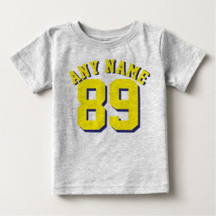 Camiseta Para Bebê Cinza e Todler Amarelo   Futebol desportivo Jersey
