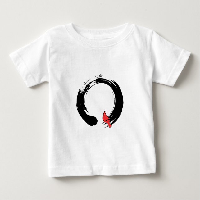 Camiseta Para Bebê Círculo Enso com Cardeal Vermelho (Frente)