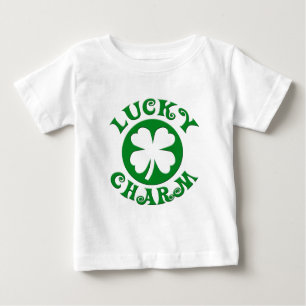 Camiseta Para Bebê Círculo verde/branco do encanto afortunado