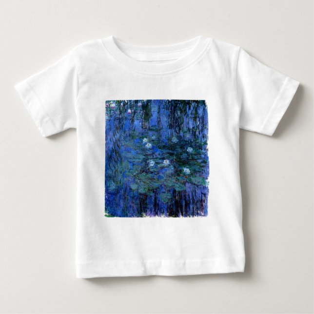 Camiseta Para Bebê Claude Monet Blue Water Lily (Frente)