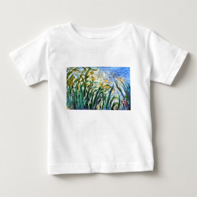 Camiseta Para Bebê Claude Monet Yellow Irises e Malva 19 (Frente)