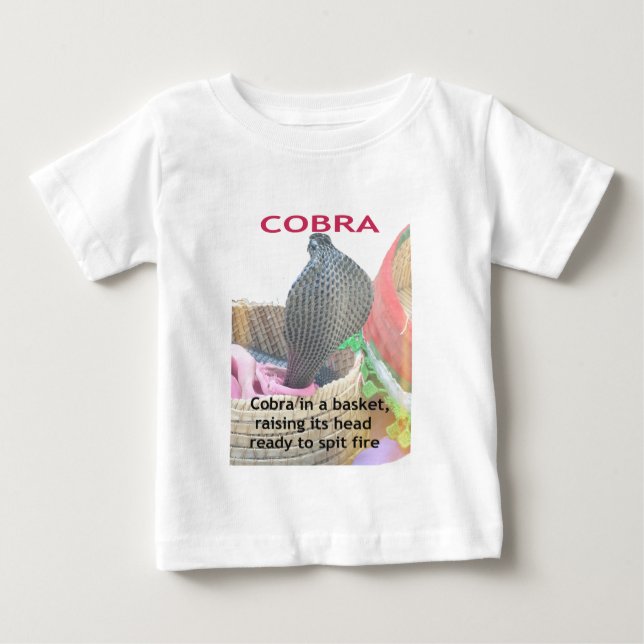 Camiseta Para Bebê Cobra no Impressão de Arte de Cesto (Frente)