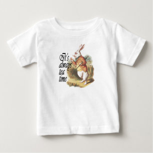 Camiseta Para Bebê Coelho branco Alice na arte do vintage do país das