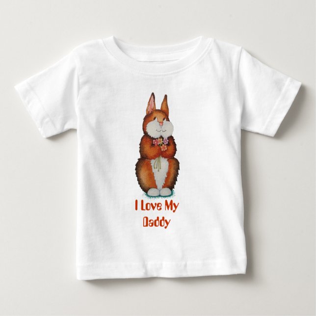 Camiseta Para Bebê coelho castanho-branco-colorido (Frente)