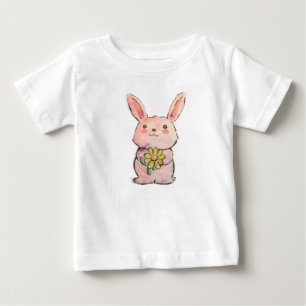 Camiseta Para Bebê Coelho da flor