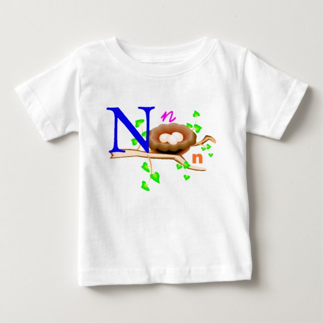 Camiseta Para Bebê Coleção N - Monograma (Frente)