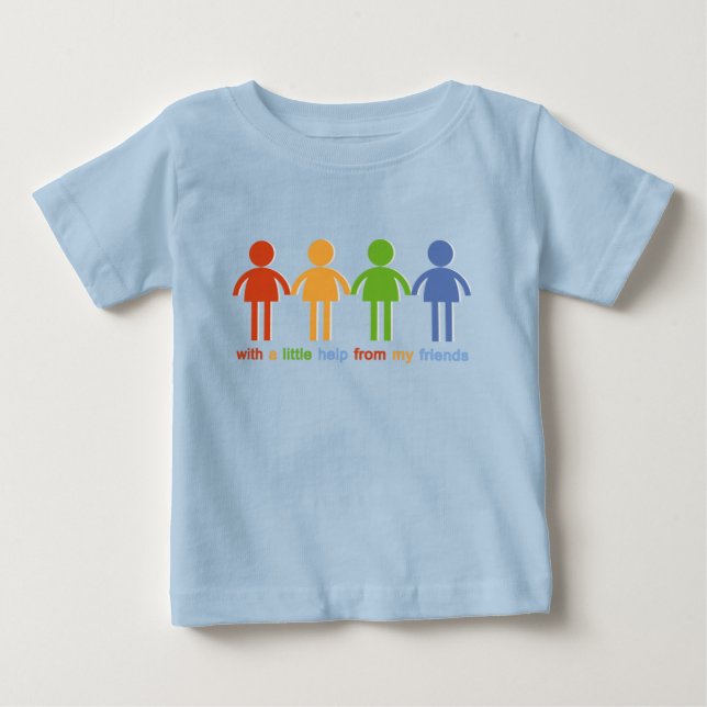 Camiseta Para Bebê Com A pouca ajuda de meus amigos (Frente)