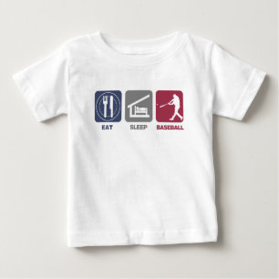 Camiseta Para Bebê Coma o basebol do sono