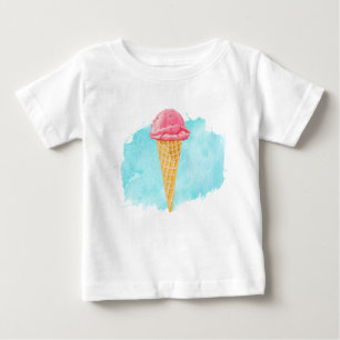 Camiseta Para Bebê Cone De sorvete Com Um Splatter De Tinta Azul