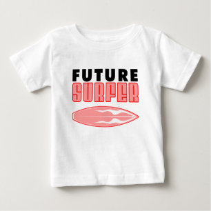 Camiseta Para Bebê Conselho do Surf Rosa Surfer Futuro