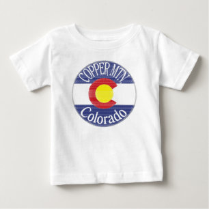 Camiseta Para Bebê Copper Mountain Colorado, círculo de bandeira bebê