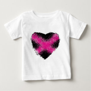 Camiseta Para Bebê Cor de rosa chocante nos pontos brilhantes pretos