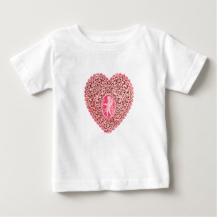 Camiseta Para Bebê CORAÇÃO CUPID LACE, Vermelho rosa