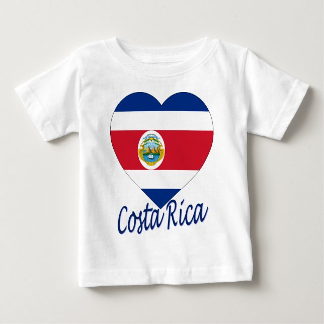 Camiseta Para Bebê Coração da bandeira de Costa Rica (Frente)