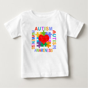 Camiseta Para Bebê Coração da consciência do autismo