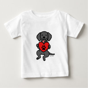Camiseta Para Bebê Coração de Impressão da Pata Pupppy do Preto Lab