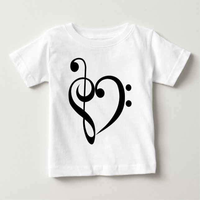 Camiseta Para Bebê Coração musical (Frente)