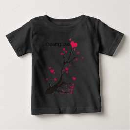 Camiseta Para Bebê coração negro, amor crescente