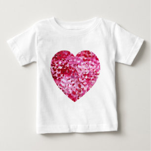Camiseta Para Bebê Corações de Confetes Rosa