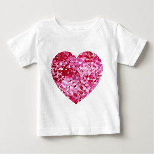 Camiseta Para Bebê Corações de Confetti Rosa