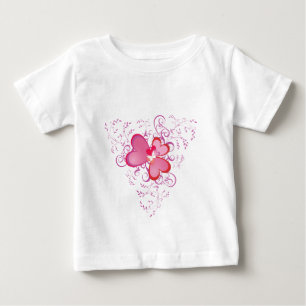 Camiseta Para Bebê Corações Rosa