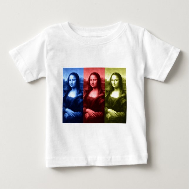 Camiseta Para Bebê Cores Primárias da Mona Lisa (Frente)