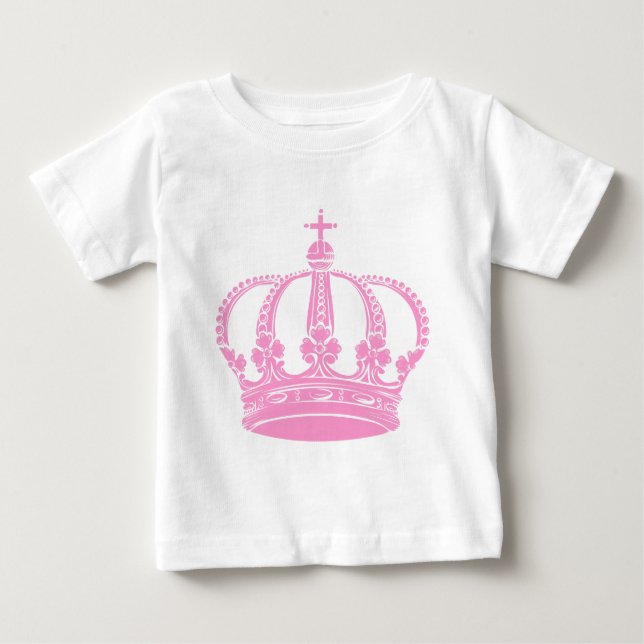 Camiseta Para Bebê Coroa Real 02 - Rosa (Frente)
