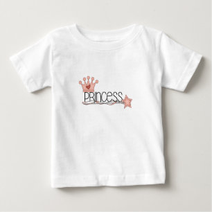 Camiseta Para Bebê Coroa rosa e princesa Wand