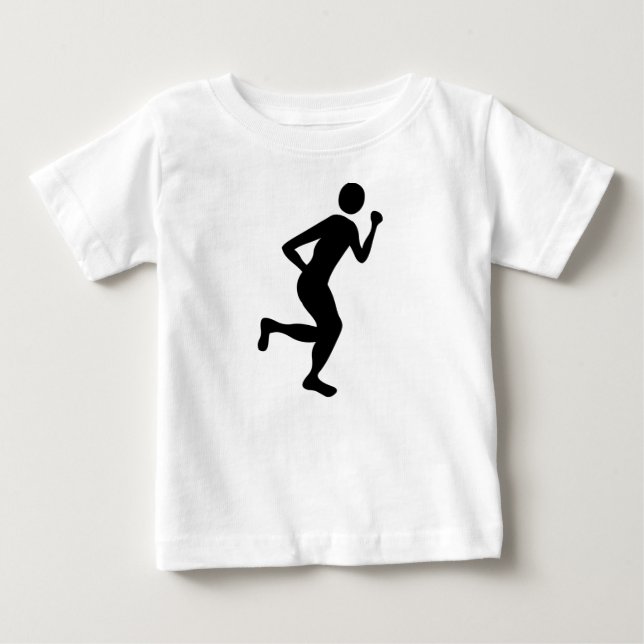 Camiseta Para Bebê Corredor (Homem) - Preto (Frente)