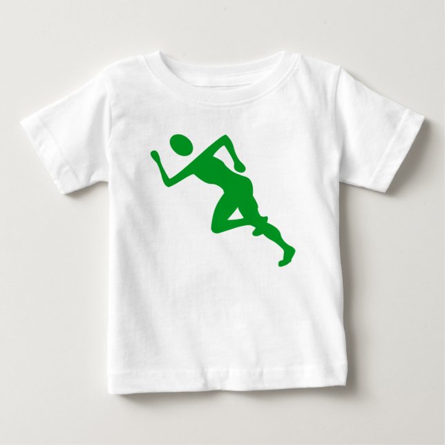 Camiseta Para Bebê Correndo - Grama Verde (Frente)
