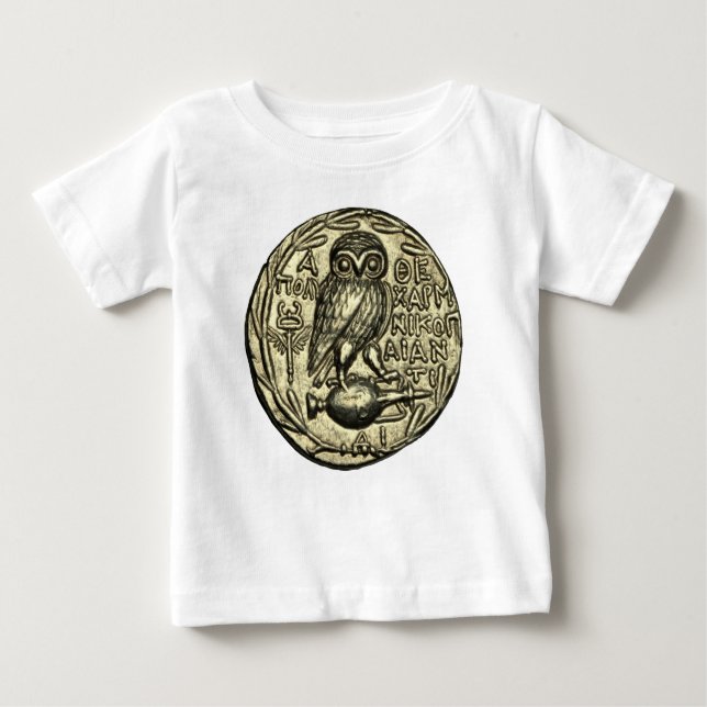 Camiseta Para Bebê Coruja de Athena (Frente)