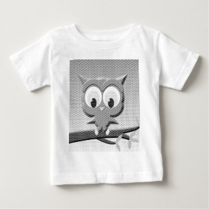 Camiseta Para Bebê Coruja De Newsprint Em Preto E Branco