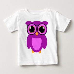Camiseta Para Bebê Coruja Nerdy bonito