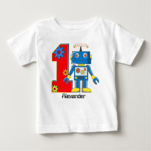 Camiseta Para Bebê Costume do robô do primeiro aniversario
