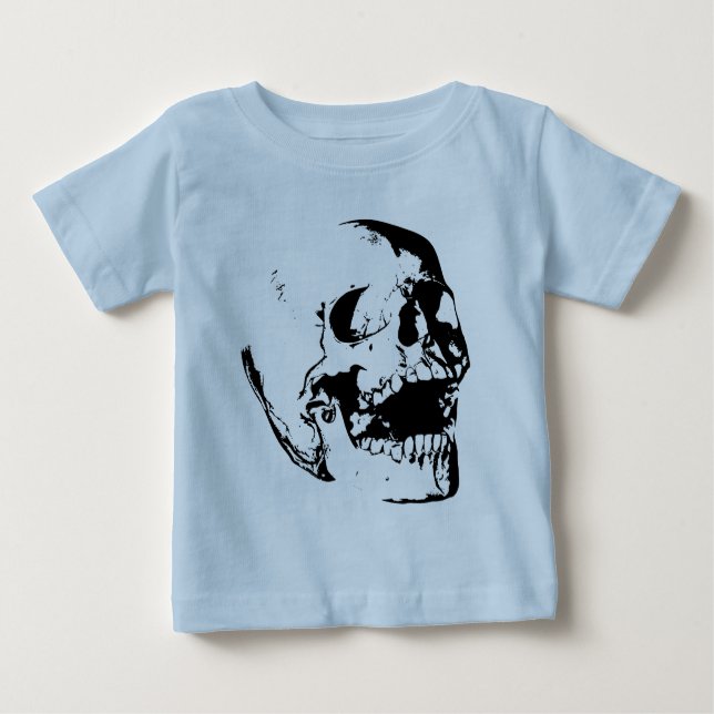Camiseta Para Bebê Crânio branco preto (Frente)