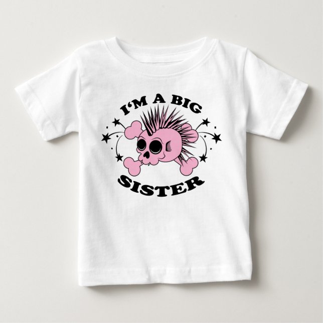 Camiseta Para Bebê Crânio de Irmã Grande (Frente)
