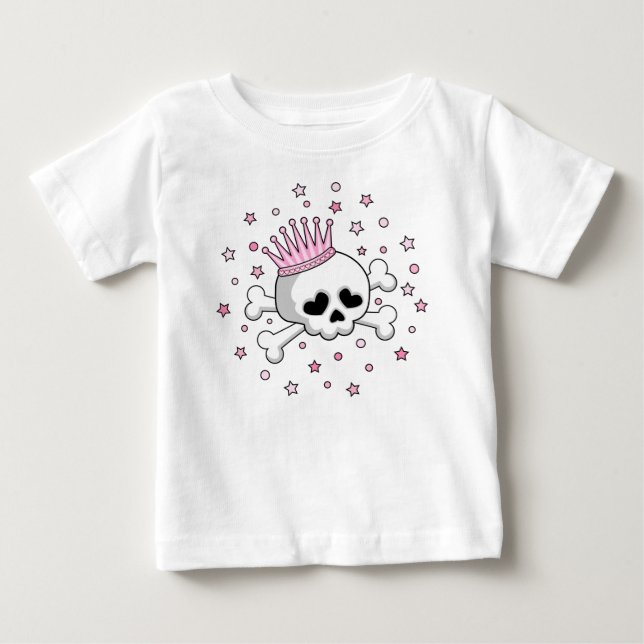 Camiseta Para Bebê Crânio de Princesa Bonita (Frente)